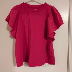 Pink Ruffle Short Sleeve Top